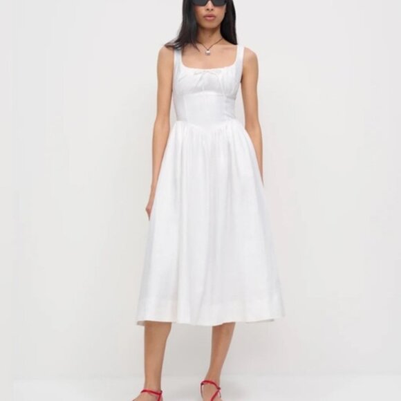 Reformation Dresses & Skirts - NEW Reformation Balia Linen Sleeveless Midi Dress in White | US 6 UK 10
